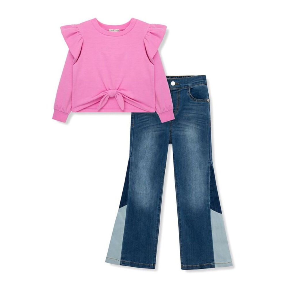 Habitual Girls  Knit Top & Patchwork Denim Set